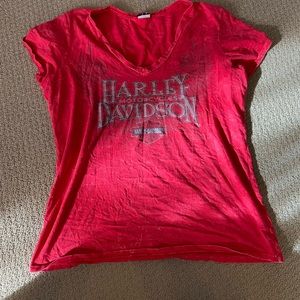 harley davidson red v neck